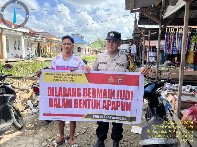 Personil Polsek Kahayan Kuala secara masif lakukan giat himbauan Stop dan Larangan bermain Judi Online.