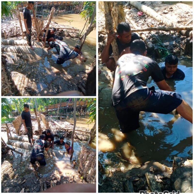 Tanpa Lelah, Satgas TMMD dan Warga Kuin Kecil Pasang Gorong-Gorong Demi Kelancaran Aliran Air