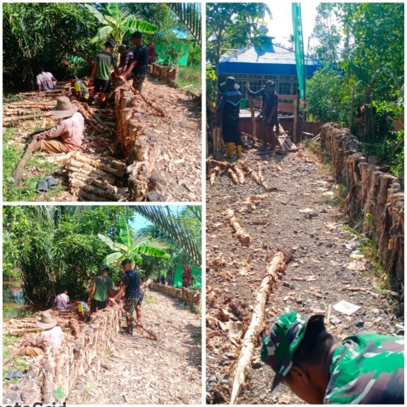 TNI Manunggal Bersama Warga, Lanjutkan Pembuatan Siring Badan Jalan di Mantuil