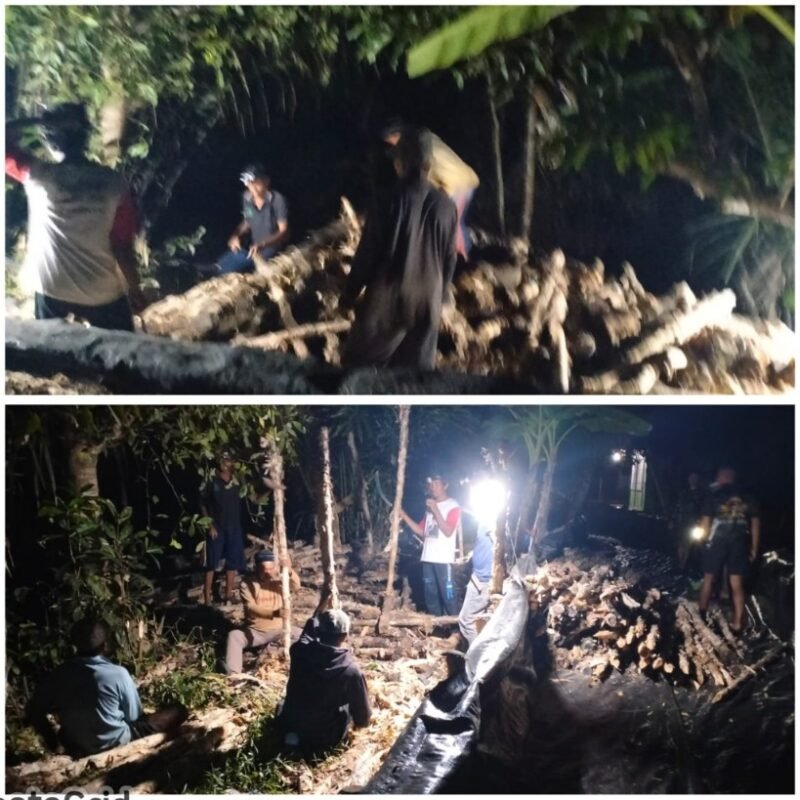Semangat Warga Tak Kenal Waktu, Malam Hari pun Tetap Gotong Royong Bersama Satgas TMMD
