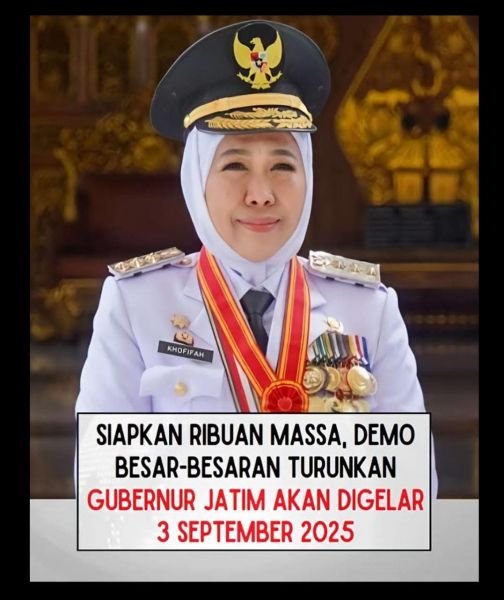 Gubernur Jatim menjelang demo tanggal 3 September 2025 yang diterima oleh media ini melalui jejaring Facebook