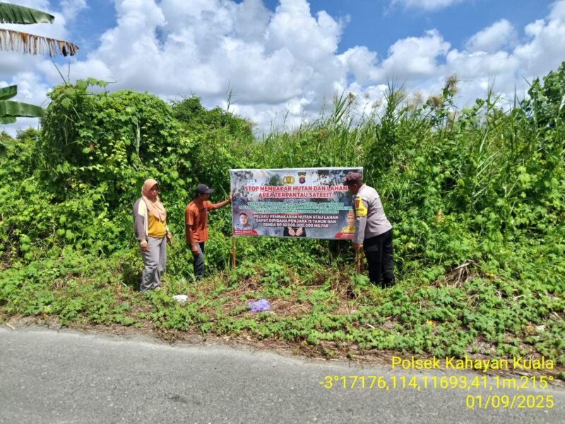 Personel Polsek Kahayan Kuala sambangi warga, dan Memberikan himbauan Tentang Larangan Membakar hutan dan lahan