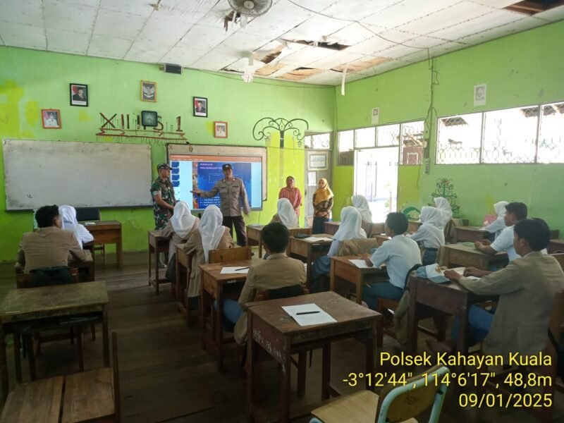 Polsek Kahayan Kuala melalui Pungsi Binmas melaksanakan giat Sosialisasi Kamtibmas, Bullying, Narkoba & larangan judi Online