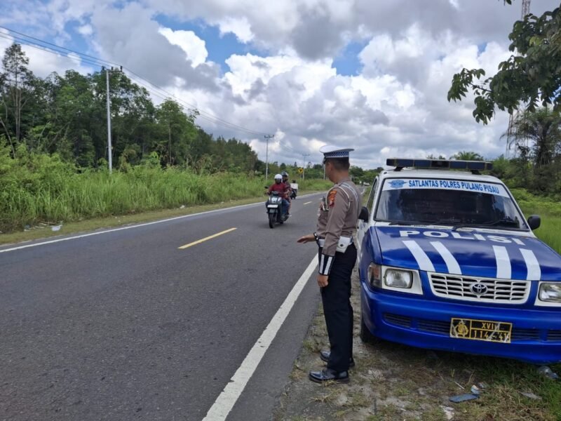 Sat Lantas Polres Pulang Pisau Laksanakan Patroli KTL dan Pencegahan Laka Lantas di Daerah Rawan