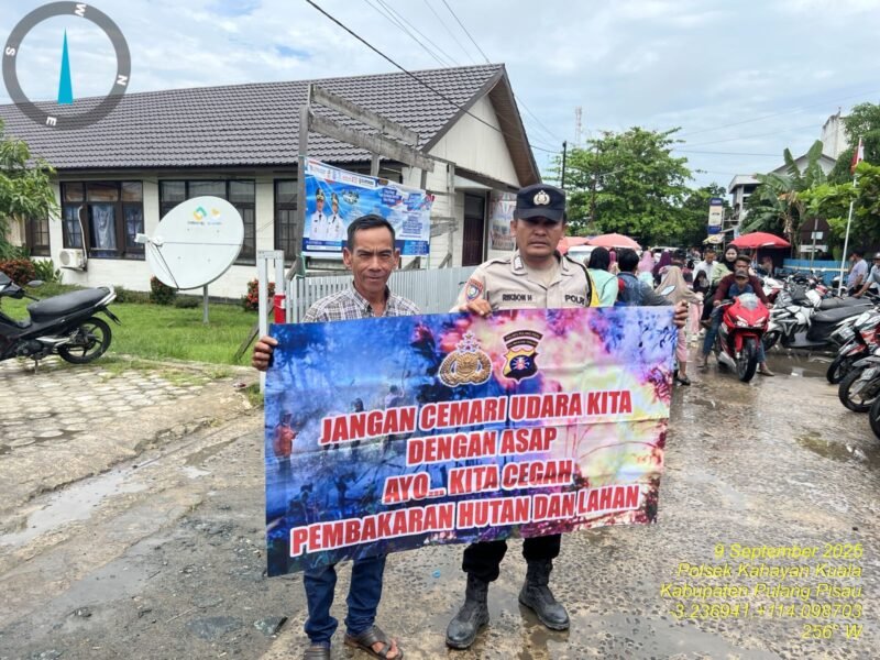 Personel Polsek Kahayan Kuala sambangi warga himbauan Tentang Larangan Membakar Lahan hutan, Foto: Bib TargetNews.id