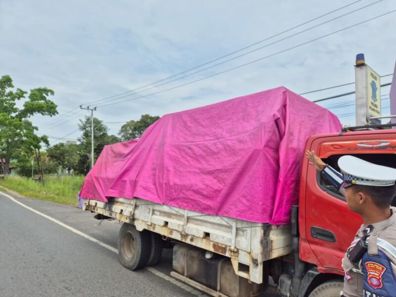 Satlantas Polres Pulang Pisau, Beri Teguran Humanis kepada Pengemudi Truk Overload, Foto: Bib TargetNews.id