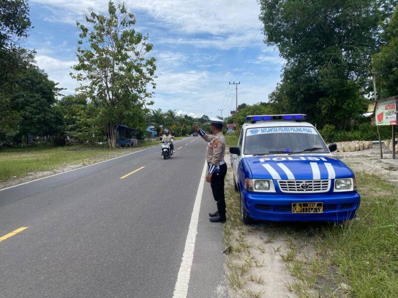 Sat Lantas Polres Pulang Pisau Laksanakan Patroli KTL dan Pencegahan Laka Lantas di Daerah Rawan