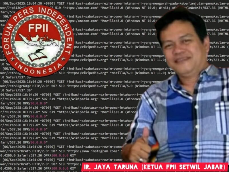 Foto: Ketua Forum Pers Independent Indonesia (FPII) Setwil Jawa Barat, Ir. Jaya Taruna, menanggapi dugaan pembungkaman kebebasan pers terkait pemberitaan aksi demonstrasi pada Agustus lalu, salah satunya menimpa media online bhinnekanews.id, yang diduga menjadi sasaran hacker,(Targetnews.id)