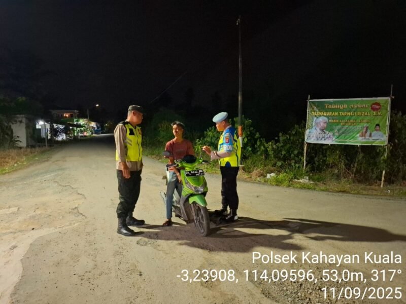 Polsek Kahayan Kuala giat KRYD berupa Patroli Kamtibmas guna Cegah Kriminalitas & Premanisme.