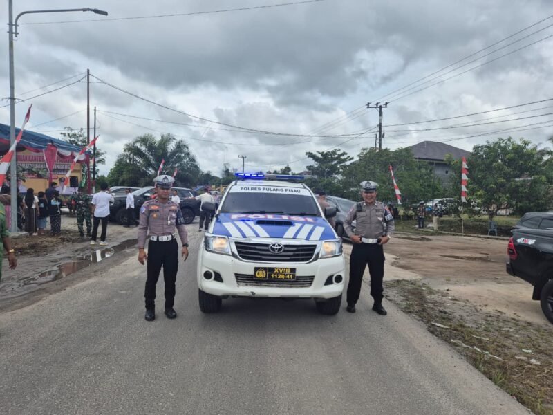 Satlantas Kawal Safari Maulid Nabi Bupati Pulang Pisau di Kecamatan Banama Tingang