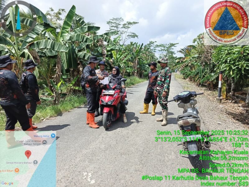 Personel Polsek Kahayan Kuala sambangi warga dan Memberikan himbauan Tentang Larangan Membakar hutan dan lahan.