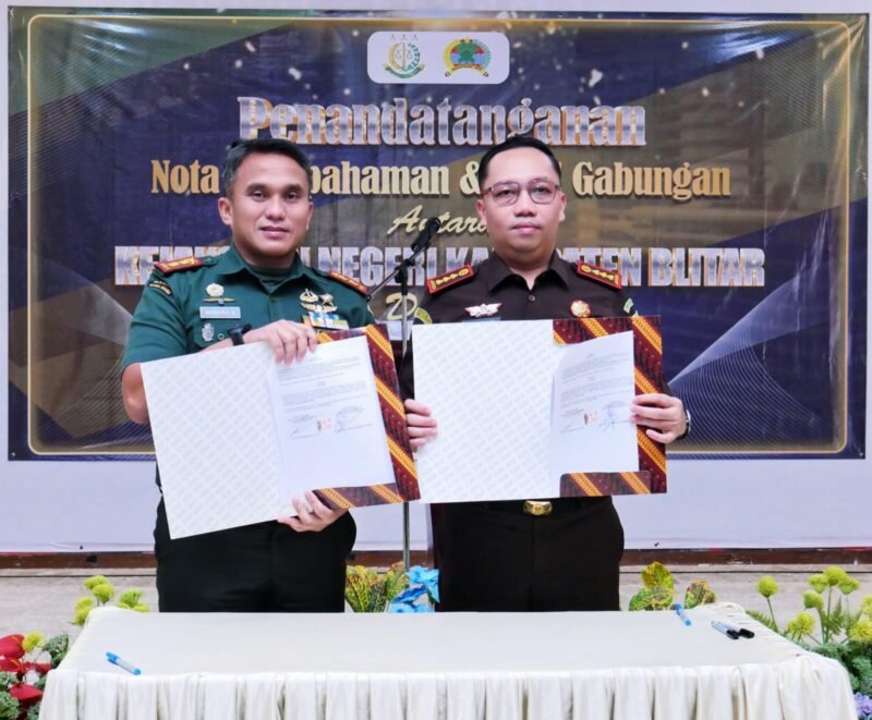 Kodim 0808 dan Kejari Kabupaten Blitar Teken Perjanjian Kerja Sama, Foto: redaksi