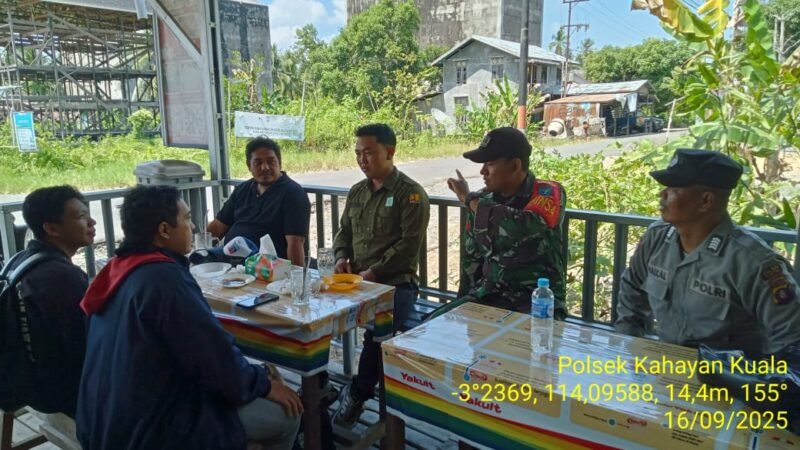 Personel Polsek Kahayan Kuala menyampaikan pesan Kamtibmas, dan Himbauan kamtibmas