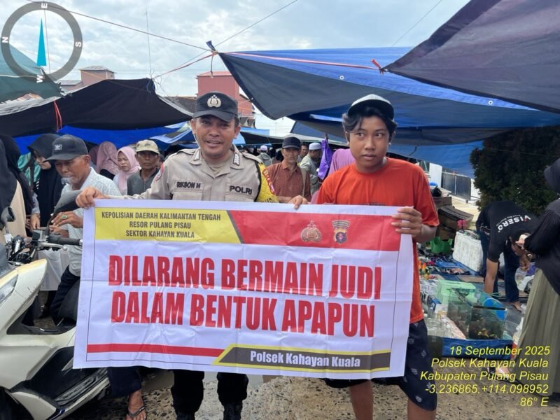 Personil Polsek Kahayan Kuala secara masif lakukan giat himbauan Stop dan Larangan bermain Judi Online.