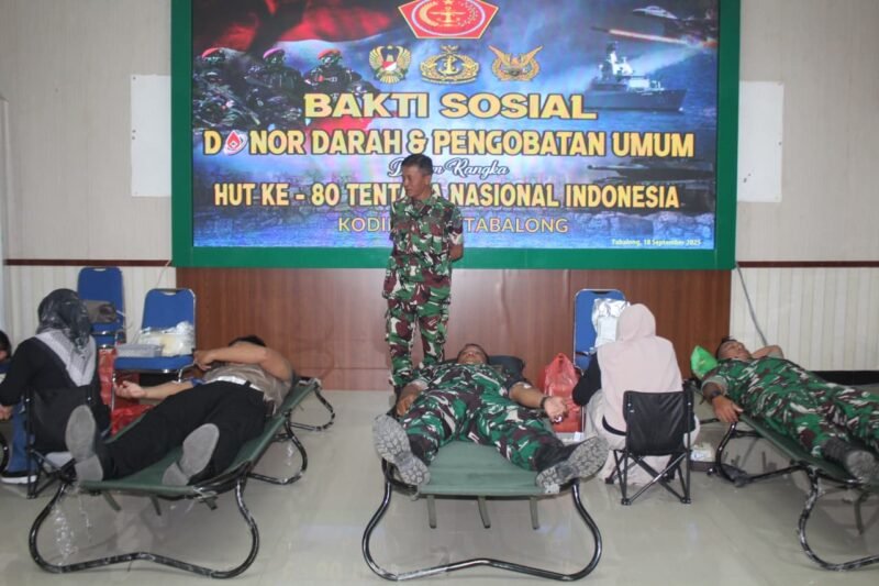HUT TNI ke-80, Kodim 1008/Tabalong Ajak Masyarakat Peduli Kesehatan Lewat Donor Darah