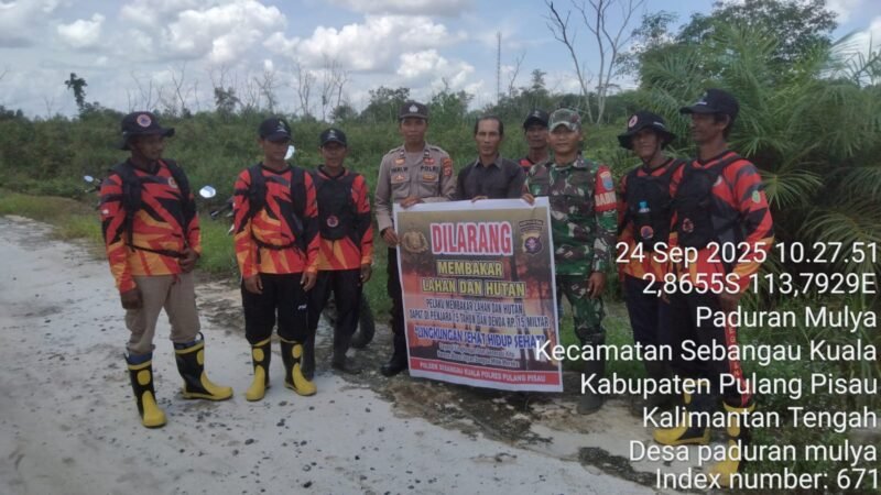 Personil Polsek Sebangau Kuala bersama Instansi terkait gencar melakukan patroli dan berikan sosialisai larangan Membakar Hutan atau lahan kepada Masyarakat