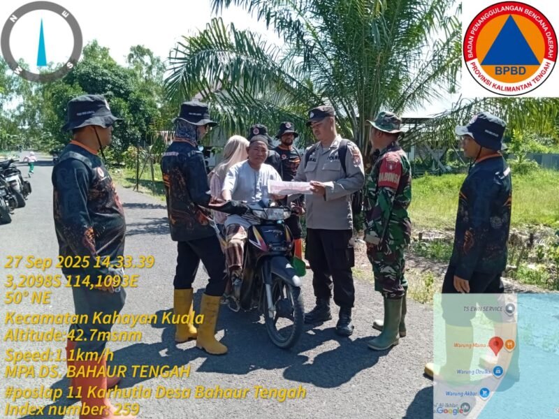 Personel Polsek Kahayan Kuala sambangi warga dan Memberikan himbauan Tentang Larangan Membakar hutan dan lahan.
