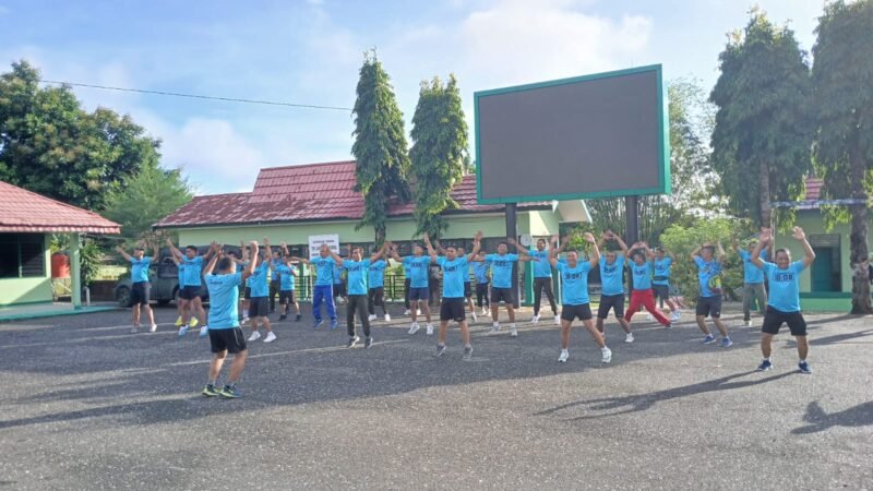 Kodim 1008/Tabalong Gelar Lari Aerobik untuk Pembinaan Fisik Prajurit