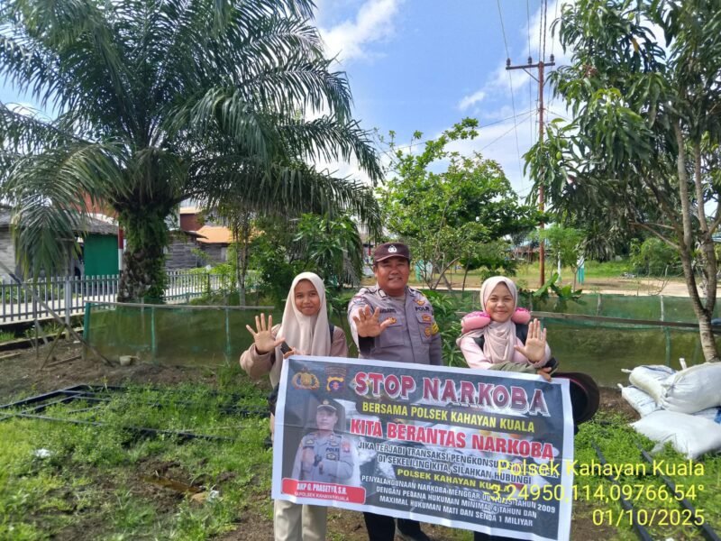 Polsek Kahayan Kuala melaksanakan giat Binluh himbauan, tentang larangan Narkoba di wilayah kecamatan Kahayan Kuala