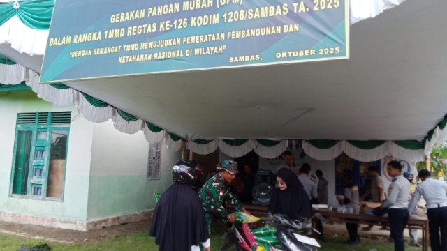 TMMD, REGTAS ke-126 Kodim 1208/Sambas Hadirkan Pasar Murah untuk Warga