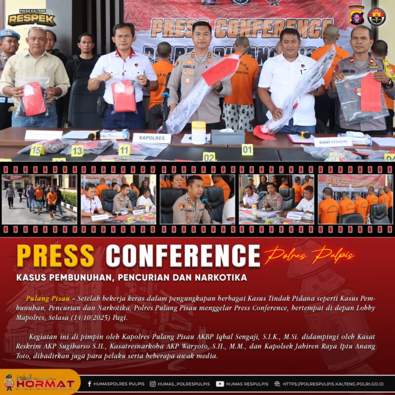 Kepolisian Resor (Polres) Pulang Pisau di bawah kepemimpinan AKBP Iqbal Sengaji kembali menunjukkan komitmennya dalam memberantas tindak kejahatan di wilayah hukumnya. Dalam konferensi pers yang digelar pada Selasa, 14 Oktober 2025,