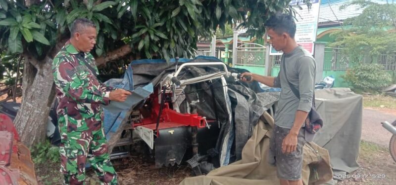 Bersama Brigade Pangan Serka Dedi Pastikan Kondisi Alsintan Masih Dapat Difungsikan Dengan Baik