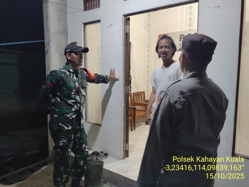 Sinergi TNI-Polri, Polsek Kahayan Kuala dan Koramil 1011-12 Bahaur Gelar Patroli Dialogis Jaga Kamtibmas
