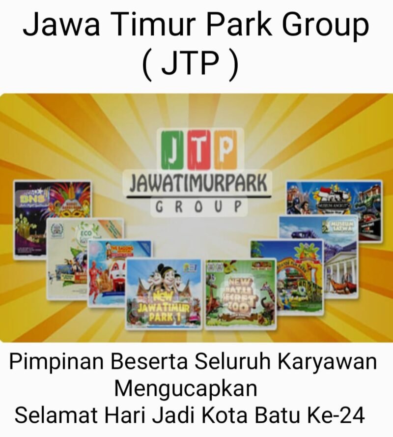 Pimpinan Beserta Direksi Staf dan Karyawan JTP Group. Mengucapkan Selamat Hari Jadi Kota Batu Ke-24 Tahun 2025. Semoga Mbatu Sae