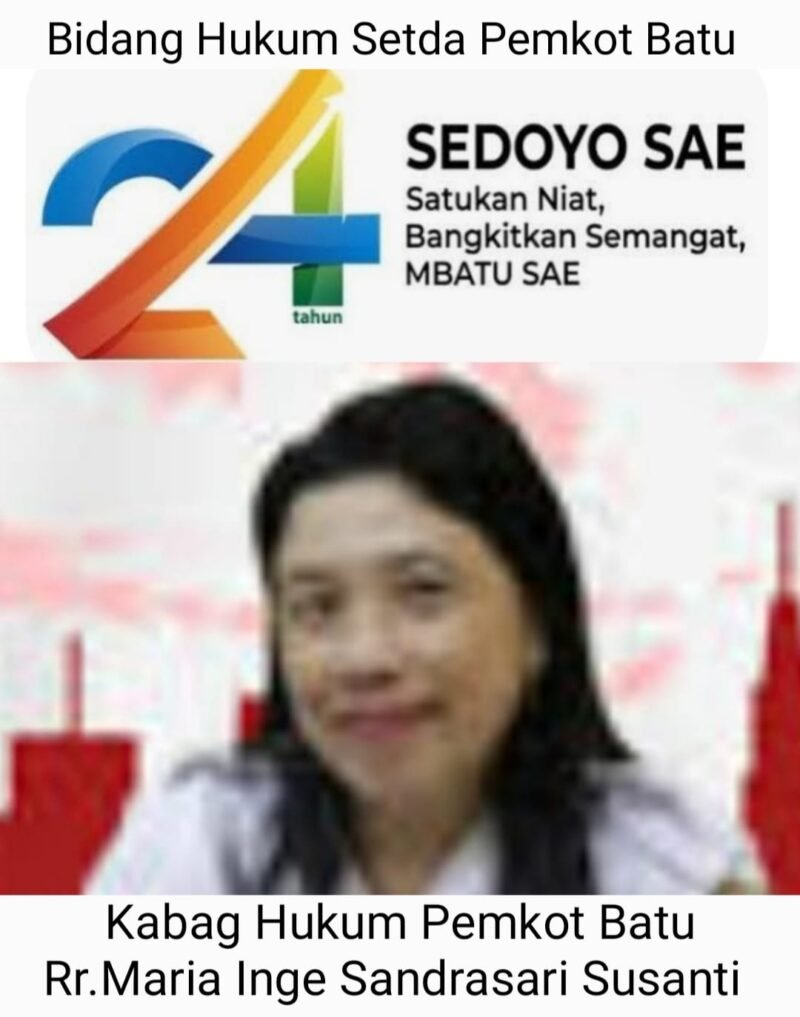 Pemerintah Kota Batu Bidang Hukum. Mengucapkan Selamat Hari Jadi Kota Batu Ke-24 Tahun 2025. Semoga Kota Mbatu Sae