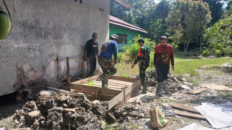 Satgas TMMD ke-126 Kodim 1208/Sambas Lanjutkan Pembangunan Septic Tank MCK Sekolah Dasar