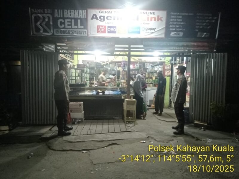 Polsek Kahayan Kuala giat KRYD berupa Patroli Kamtibmas guna Cegah Kriminalitas & Premanisme.