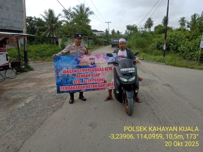 Personel Polsek Kahayan Kuala sambangi warga dan Memberikan himbauan, Tentang Larangan Membakar hutan dan lahan