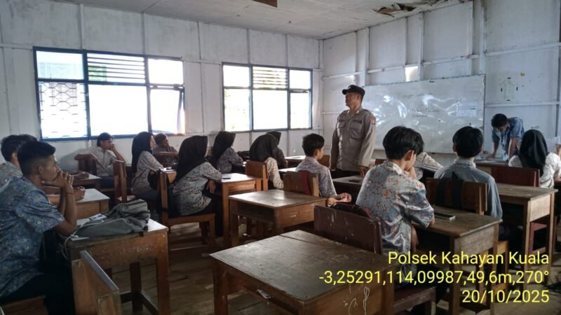 Polsek Kahayan Kuala melalui Pungsi Binmas melaksanakan giat Sosialisasi Kamtibmas, Bullying, Narkoba & larangan judi Online,