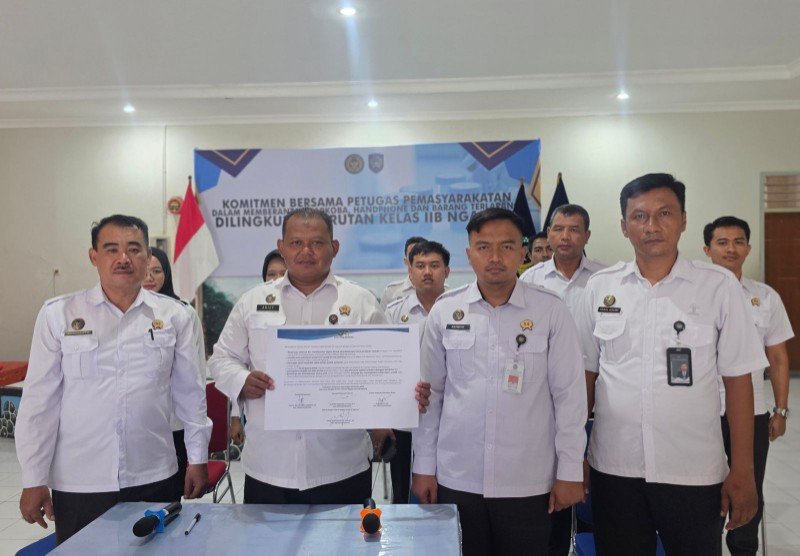 Rutan Nganjuk Deklarasi Komitmen Nasional Bebas Narkoba dan Barang Terlarang foto/istimewa