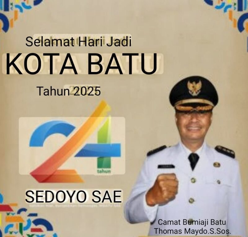 Foto: Kantor Kecamatan Bumiaji Kota Batu, Mengucapkan Selamat Atas Hari Jadi Kota Batu Ke-24 Tahun 2025. Mbatu Sae