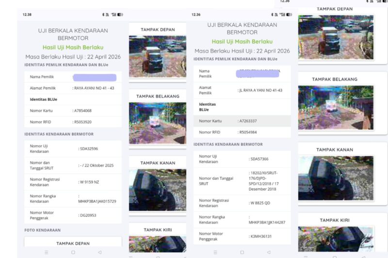 Foto Diganti Nopol, Mobil PT SPT Lolos Uji Tanpa Hadir (foto/targetnews.id/sol samsul)