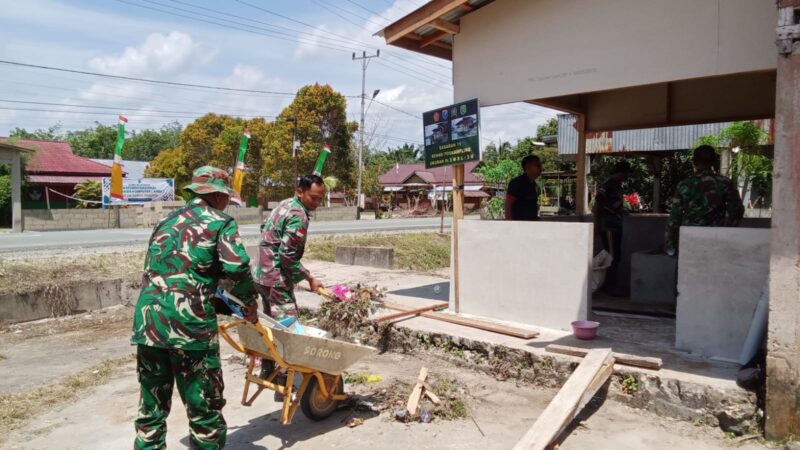 Kebersihan Poskamling Jadi Perhatian Satgas TMMD ke-126 Kodim 1208/Sambas