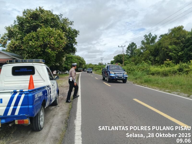 Satlantas Polres Pulang Pisau Gelar Patroli Daerah Rawan Laka Lantas dan Himbauan Kamseltibcarlantas
