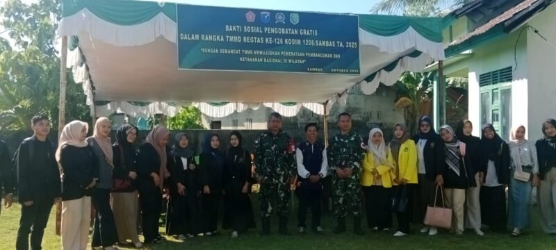 Mahasiswa Universitas Islam Sultan Muhammad Syafiuddin Sambas Turut Semarakkan TMMD Regtas ke-126 Kodim 1208/Sambas