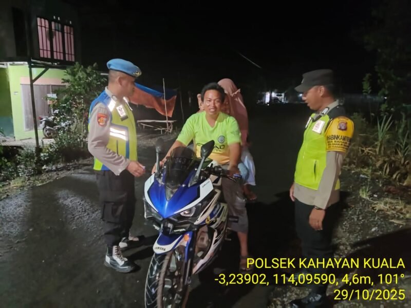 Polsek Kahayan Kuala giat KRYD berupa Patroli Kamtibmas guna Cegah Kriminalitas & Premanisme.
