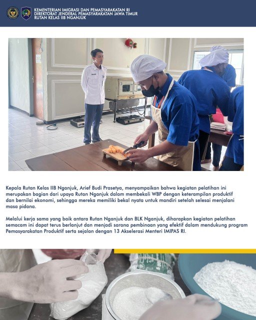 WBP Rutan Nganjuk Ikuti Ujian Akhir Praktek Pelatihan Pembuatan Kue dan Roti oleh BLK Nganjuk (foto/darksalmon-herring-325340.hostingersite.com/jon)