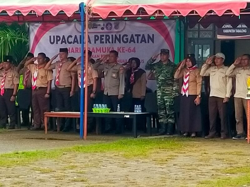 Danramil 1008-05/Kelua Hadiri Upacara Peringatan Hari Pramuka Ke-64 Di Kecamatan Muara Harus