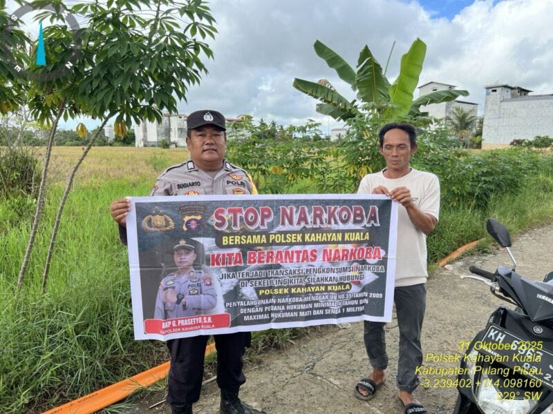 Polsek Kahayan Kuala melaksanakan giat Binluh himbauan tentang larangan Narkoba di wilayah kecamatan Kahayan Kuala