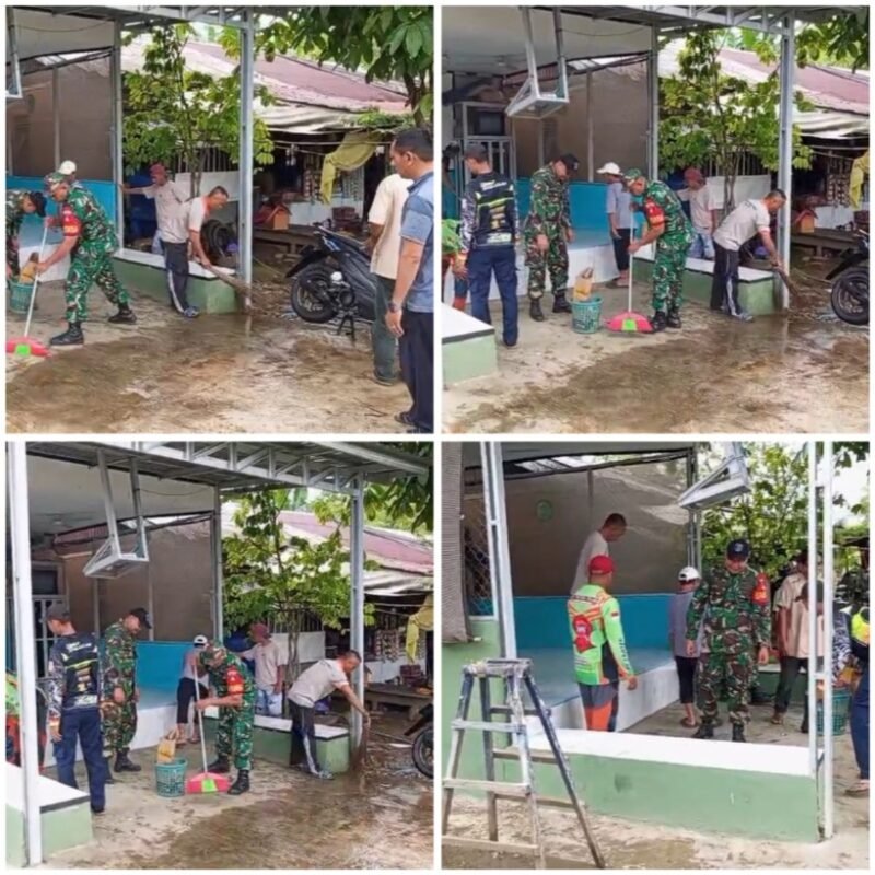 Ciptakan Kenyamanan, Koramil 1002-04/Las Gelar Gotong Royong di Poskamling