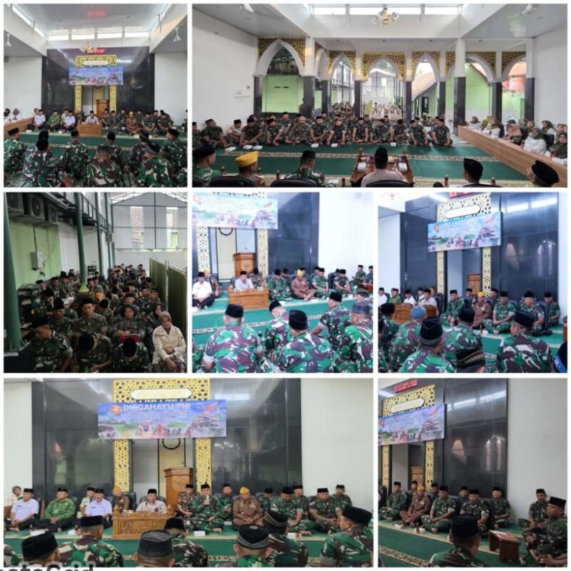 Doa Bersama Di Masjid Al Ikhlas Kodim 0808/Blitar Memperingati HUT Ke 80 TNI Tahun 2025