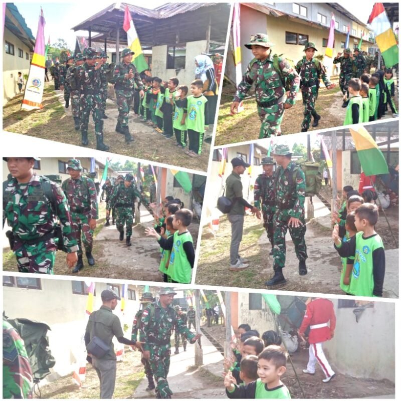 Kegembiraan Anak-Anak PAUD, Mawar Putih Desa Ratu Sepudak Sambut Peserta Upacara Pembukaan TMMD Regtas Ke-126 Kodim 1208/Sambas