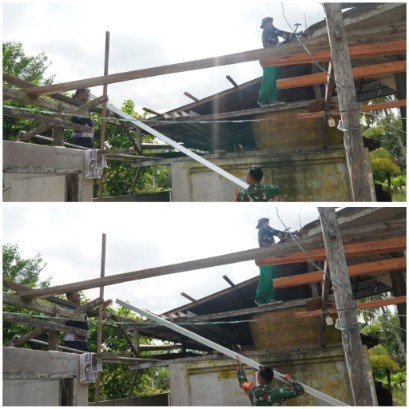 Satgas TMMD Kodim 1208/Sambas Ganti Bahan Kayu dengan Baja Ringan