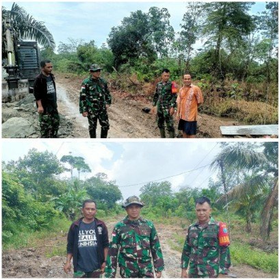 Dansatgas TMMD ke-126 Kodim 1208/Sambas Tinjau Penimbunan Jalan Sepanjang 2.000 Meter