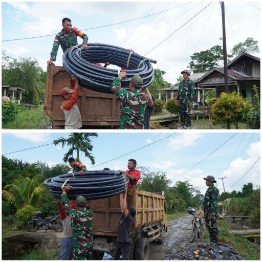 Paralon PDAM Tiba di Lokasi TMMD ke-126 Kodim 1208/Sambas