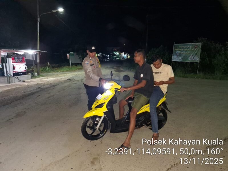 Polsek Kahayan Kuala giat KRYD berupa Patroli Kamtibmas guna Cegah Kriminalitas & Premanisme.